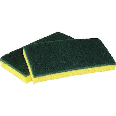 Scrubber Sponge, 3-3/16Wx6-1/4Lx7/8H, GN/YW, PK 40